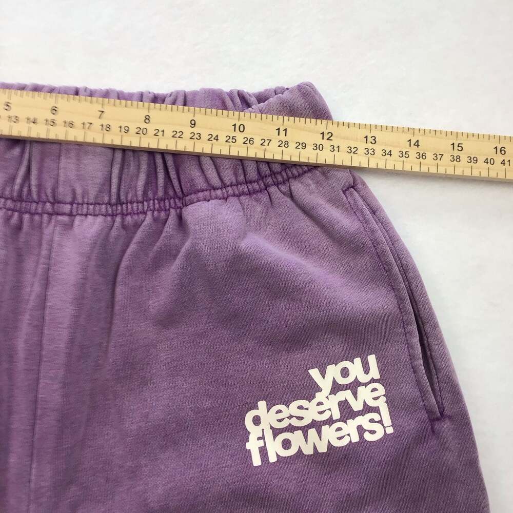 The Mayfair Group You Deserve Flowers Wide Leg Sweatpants Purple XS - Picture 9 of 14
